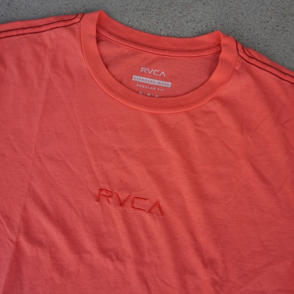 RVCA‎ Shirt Mens Medium Orange/Pink Midweight Embroidered Letters
